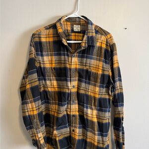 Plaid Flannel Shirt - Yellow & Navy